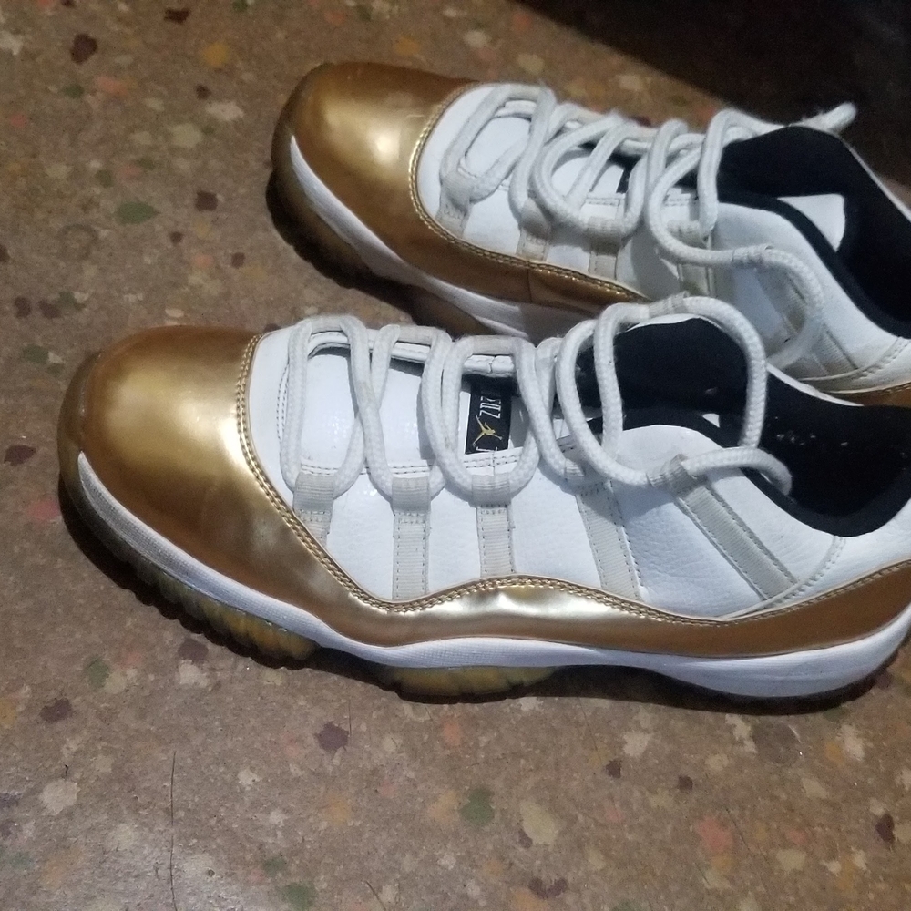 Jordan Gold and White Sneakers with Metallic Finish